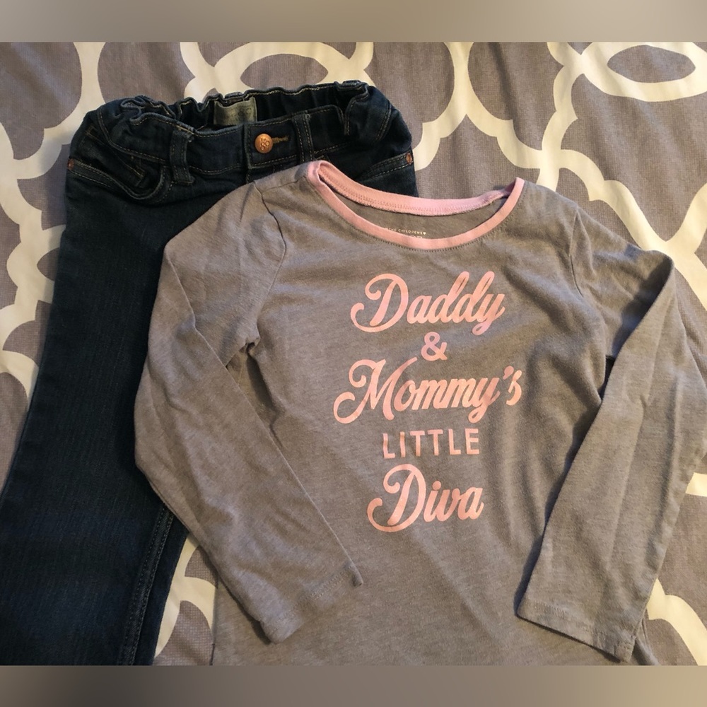 EUC Girls 5T Children’s Place Jeans and Ling Sleeve Shirt